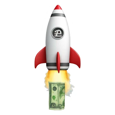 Rocket with money flowing out of the engines sticker
