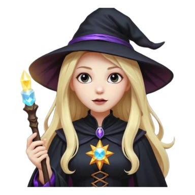 dark witch girl with long blonde hair and magic light stick sticker
