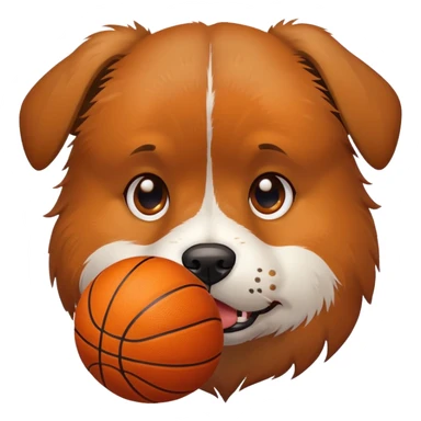 A dog eating a basketball that’s crying because the basketball taste bad but no one really eats it eats it because it’s a basketball sticker