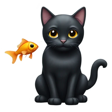 Black Cat with a fish friend sticker