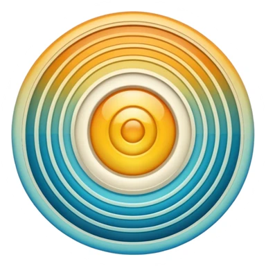 iOS-style 3D emoji: concentric curved sound waves radiating outward from a central point, with smooth glossy shading and soft light reflections sticker