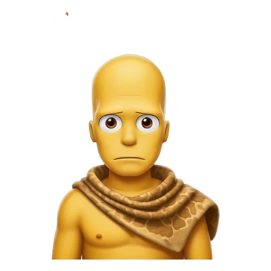 a simpson guy wearing ancient animal skin cloth with volcano behind, half body, icon sticker