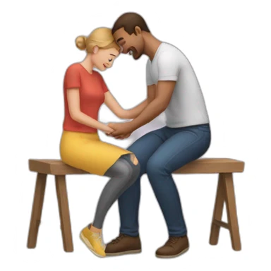 Man on knee patting woman’s head sticker