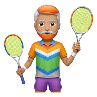 Male Tennis player with silver gray hair and beard dressed in Pride colors  sticker