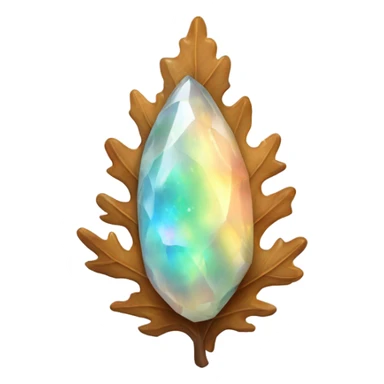 opal crystal gemstone oak leaf  sticker