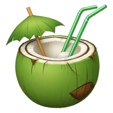 Green Coconut with straw sticker