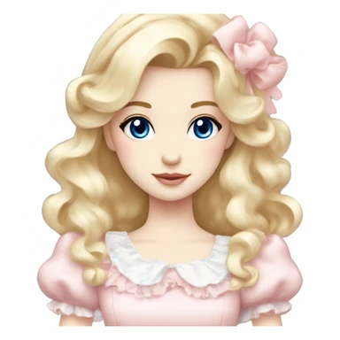 sweet lolita blond hair blue eyes white skin light pink dress sticker