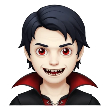 Vampire boy with fangs and half long wavy emo hair  sticker