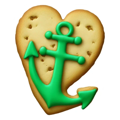 cookie heart with green anchor sticker