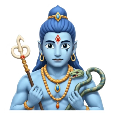 Mahadev real god  shiv not like cartoon  blue body and trishul and and had damru and nack around sanke  sticker