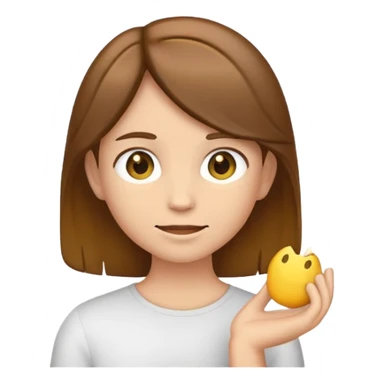yellow emoji style character with brown hair tucking hair behind ear sticker