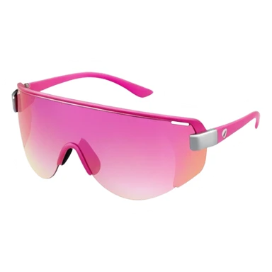 sporty pink shield visor sunglasses with metallic frame, athletic design, pink gradient one-piece lens sticker