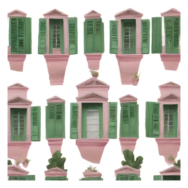 with green shutters pink 19th century villa  sticker