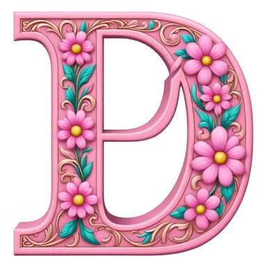 Pink, romantic, flowery, the letter “D” sticker