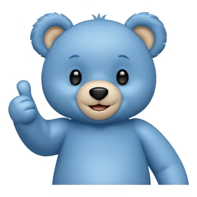 Un petit nounours peluche bleu qui souris et qui tend un bras avec un pouce en l'air  sticker