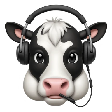 muscular cow with black headphones sticker