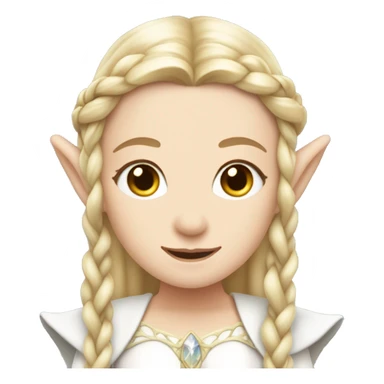 Galadriel , elf ear, white dress, blonde hair with braids sticker