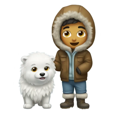 A young eskimo who is breaking the ice, full body  sticker