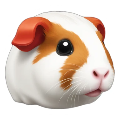 Guinea pig White and Red, its nose and bottom is red sticker