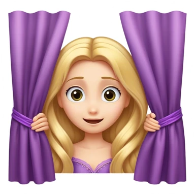 Cinematic Adorable Rapunzel Portrait Emoji, Playfully peeking out from behind a curtain of hair, big sparkling eyes, cheeks flushed with excitement, exuding charm and innocence, an absolute delight! sticker