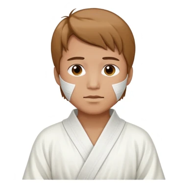 A man with long light brown hair in white Chinese robes with bandages around his neck. sticker