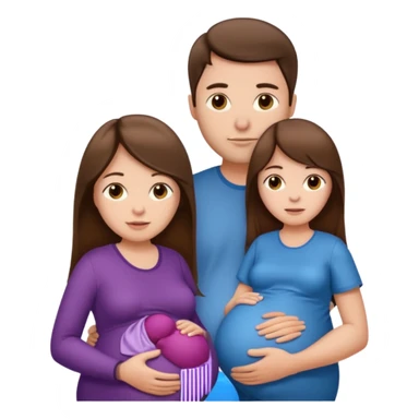 A pregnant woman with long straight brown hair and fair skin and man with short brown hair and fair skin  sticker