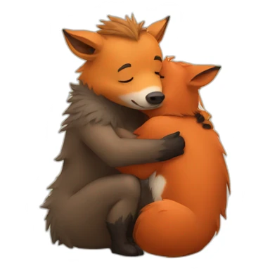 boar hugs fox sticker