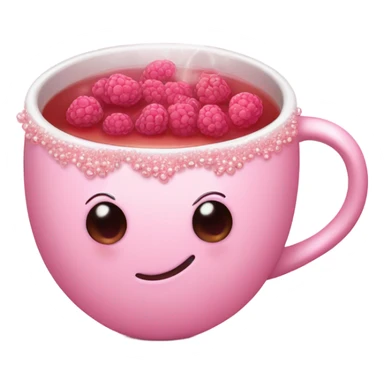 soft pink mug filled with steaming hot raspberry tea, decorated with blush pink pearl and sparkly embellishments (aesthetic, cute) sticker