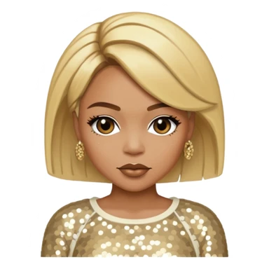 T-Boz from TLC with blonde hair, ivory sequin outfit sticker
