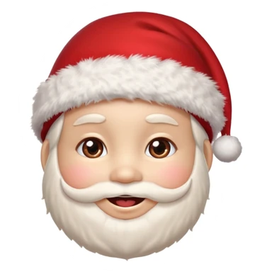 A small smiling face wearing a red Santa hat with a pompom, rosy cheeks and twinkling eyes, conveying a warm, festive vibe. It should be a trolling smile. sticker