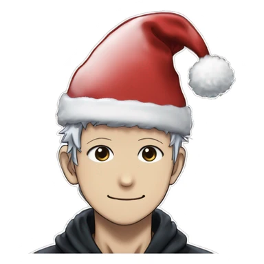 Satoru Gojo from Jujutsu Kaisen with a Christmas hat sticker