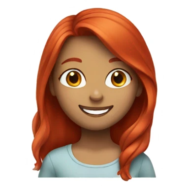 girl with red hair and smile sticker