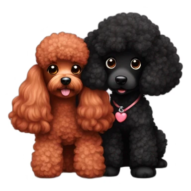 red poodle in love with black poodle  sticker