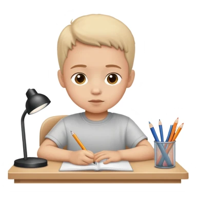 child sitting at a desk, focused and studious sticker