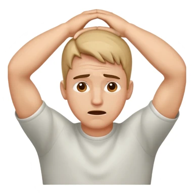 A man that’s is stressed as he puts his hands on his head sticker
