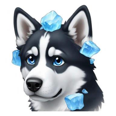 black and white husky with blue ice sticker