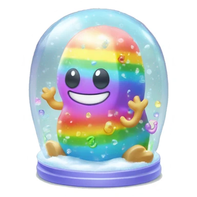 Kawaii rainbow pastel bedazzled om nom with big butt in an under the sea snow globe  sticker