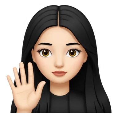 latina girl with straight long hair thats black memoji with nail no lipstick thats a baddie with lashes with 5 fingers sticker