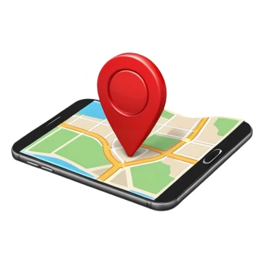 Emoji of a red location pin on a small folded map, iPhone emoji style. Flat design, smooth gradients, rounded edges, soft shadows, clean look, white background sticker