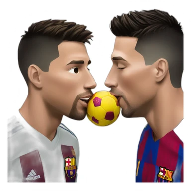 Ronaldo kissing messi sticker
