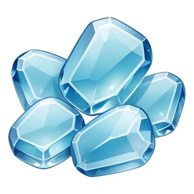 cluster of translucent irregular crystal-like grains, gelée texture, glossy, slightly rounded and bumpy, pearly white to transparent, living hydrated look, soft lighting, emoji scale sticker