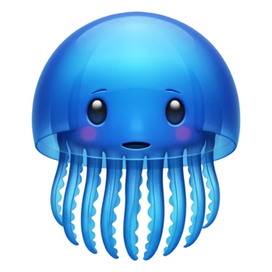 jelly fish, no face, blue, apple emoji style sticker