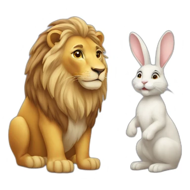 Un lion qui donne une gifle à un lapin sticker