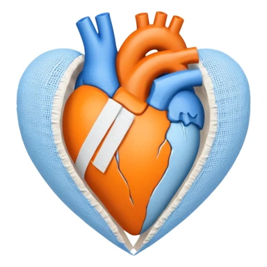 Half blue half orange heart split vertically add a white gauze bandage wrapped around the heart  sticker