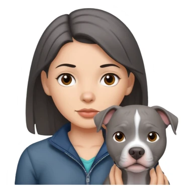 Completely Grey pitbull with one darkBrown haired Girl  sticker