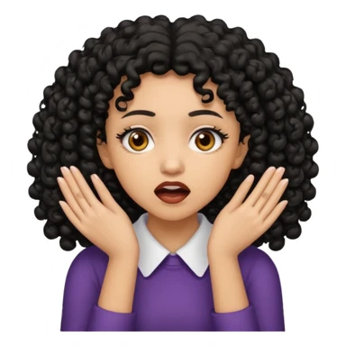 lightskin female with brown eyes and black curly hair choking with both hands sticker