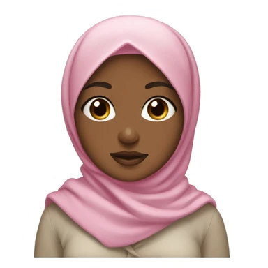 Mocha skin hijabi wearing a white hijab with a pink bow on top sticker