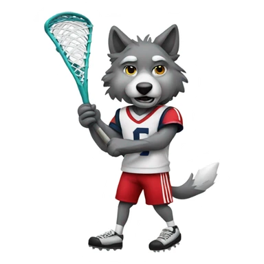 Wolf playing lacrosse sticker