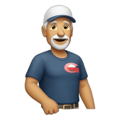 old man wearing a Georgia visor and a t-shirt sticker
