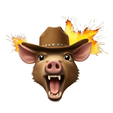 Boar head exploding with cowboy hat sticker